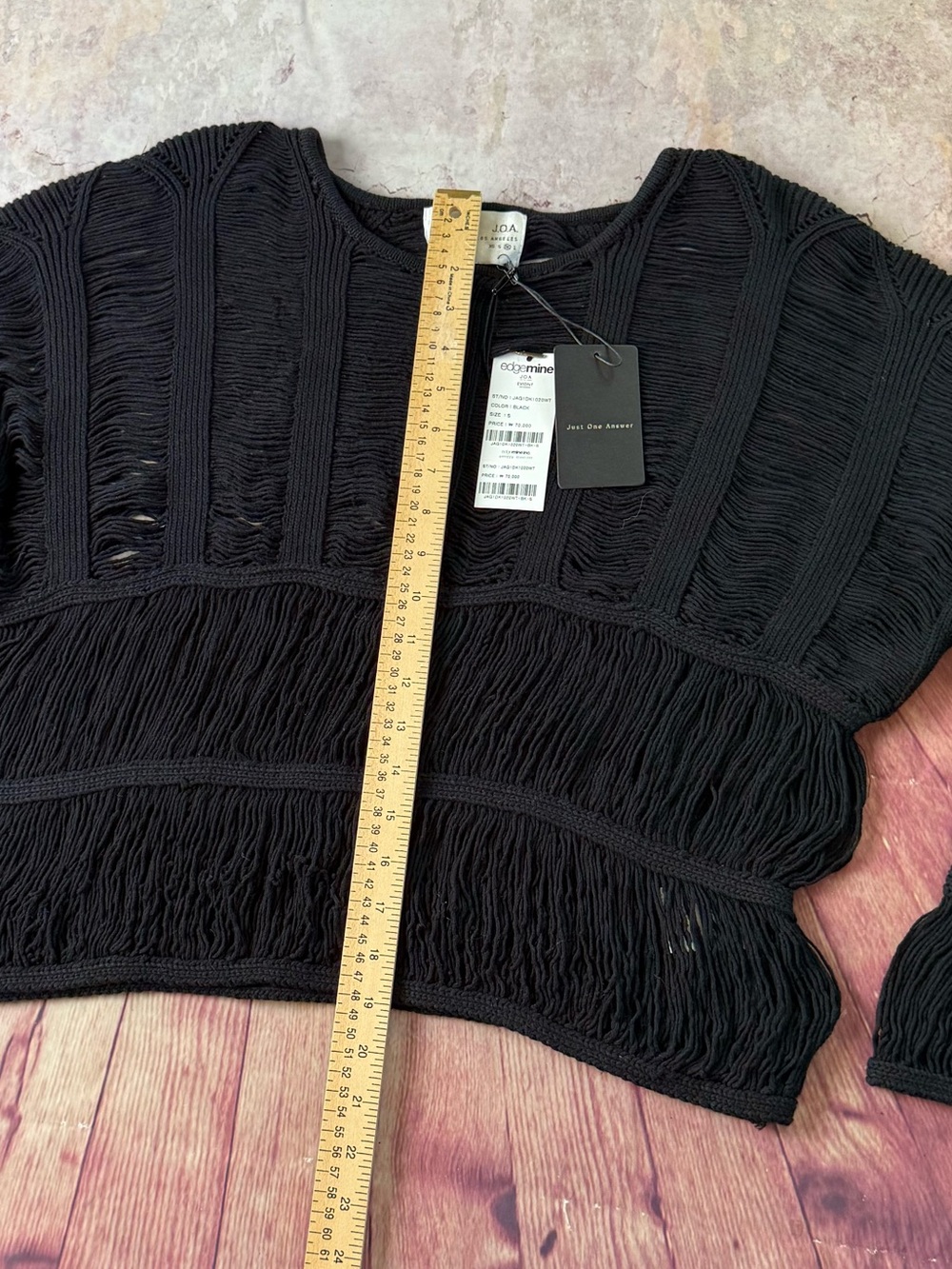 💵NWT J.O.A. Black Shredded -Textured Oversized Women's Sweater Size Medium - Picture 7 of 8